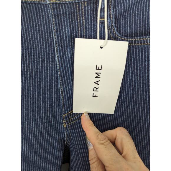 Frame Le Jane Crop Railroad Stripe High Waist Straight Leg Jeans Size 26 NWT - Picture 9 of 10